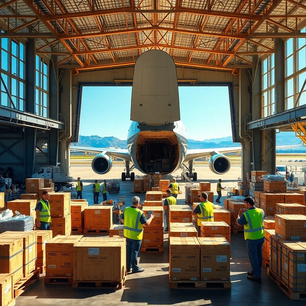 air freight warehouse filled with cargo being prepared for shipment