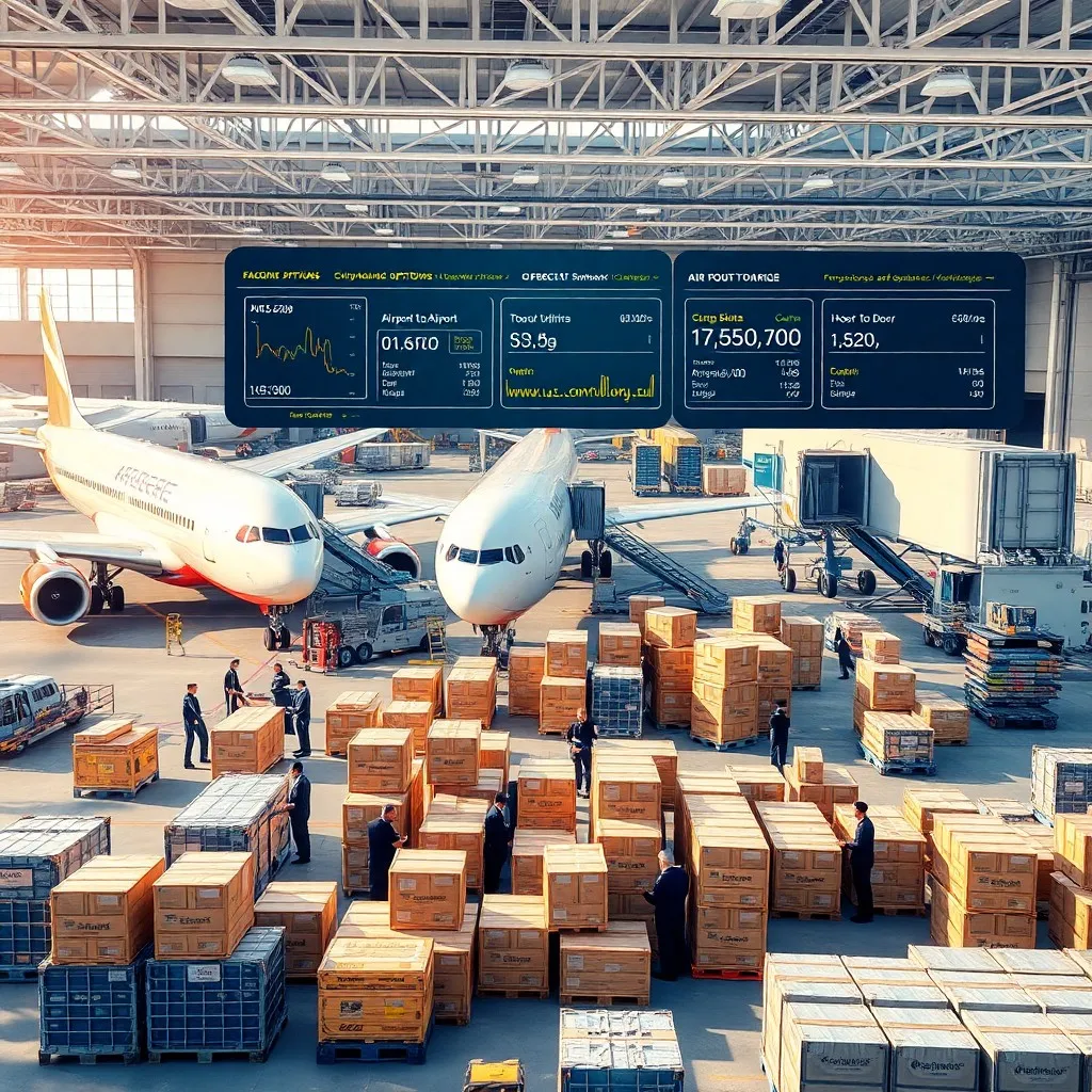 an air freight logistics operation cargo area with several cargo planes parked