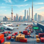 an air freight shipping scene in Shanghai