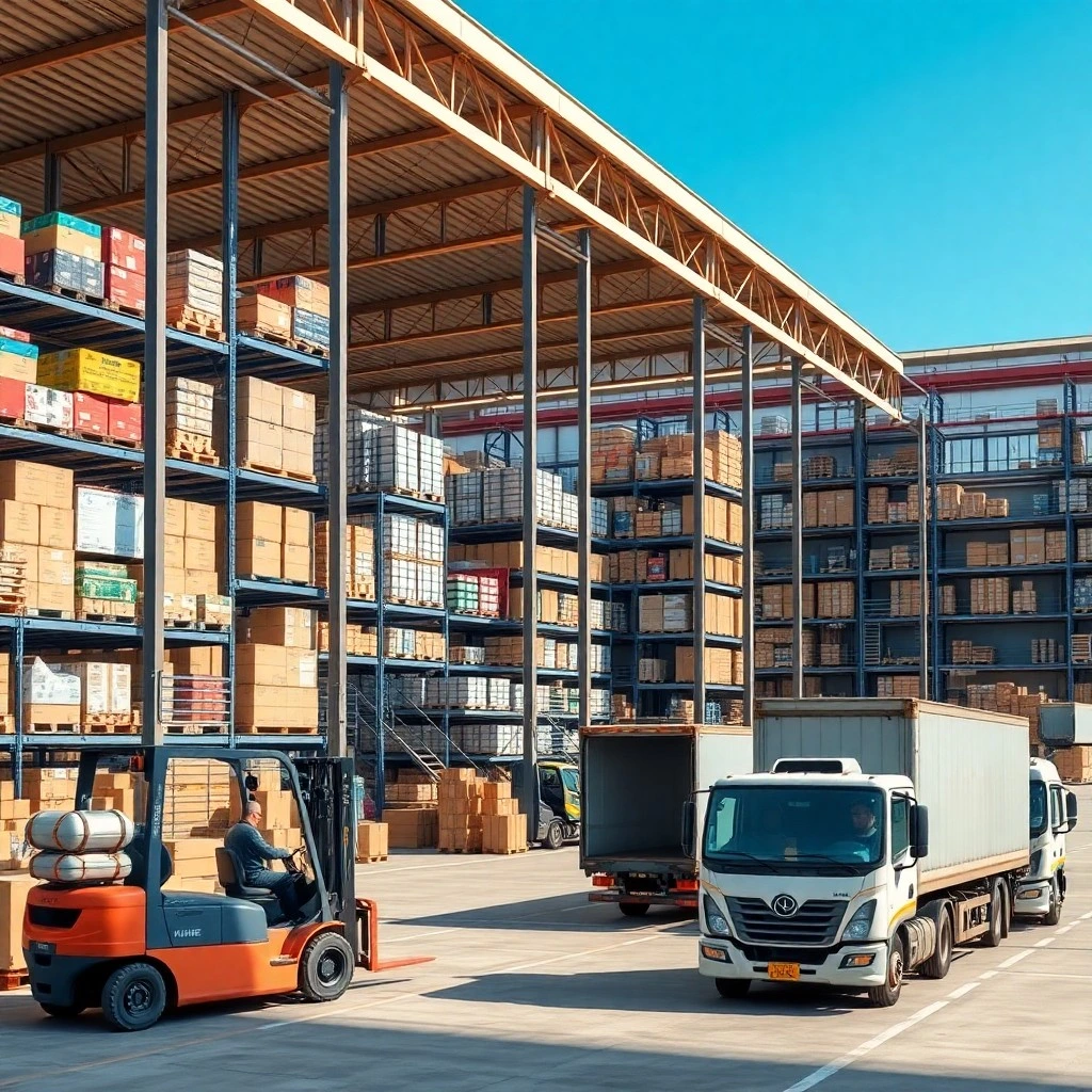 modern warehousing and distribution facility in an urban setting in China